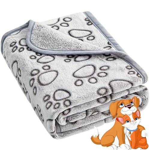 1 cozy fleece pet blanket paw print design tear resistant machine washable warm comfortable blanket for small medium large dogs small pets animalthemed decor plush texture