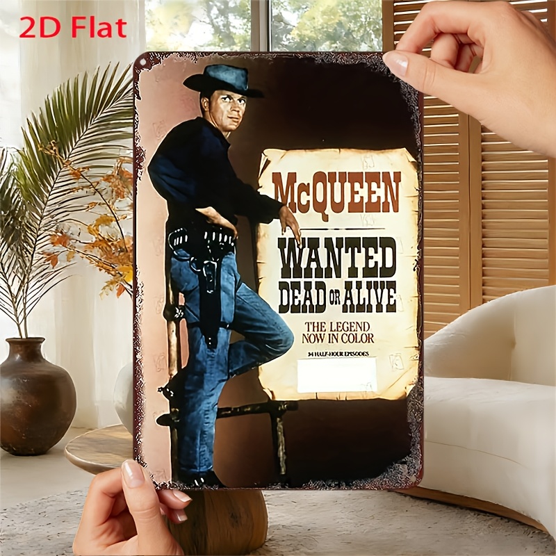 TEMU Plat 2D, 1 pièce Panneau mural plat 2D en métal *30cm Style dessin western Paysage Peinture décorative Panneau décoratif vintage 8X 12