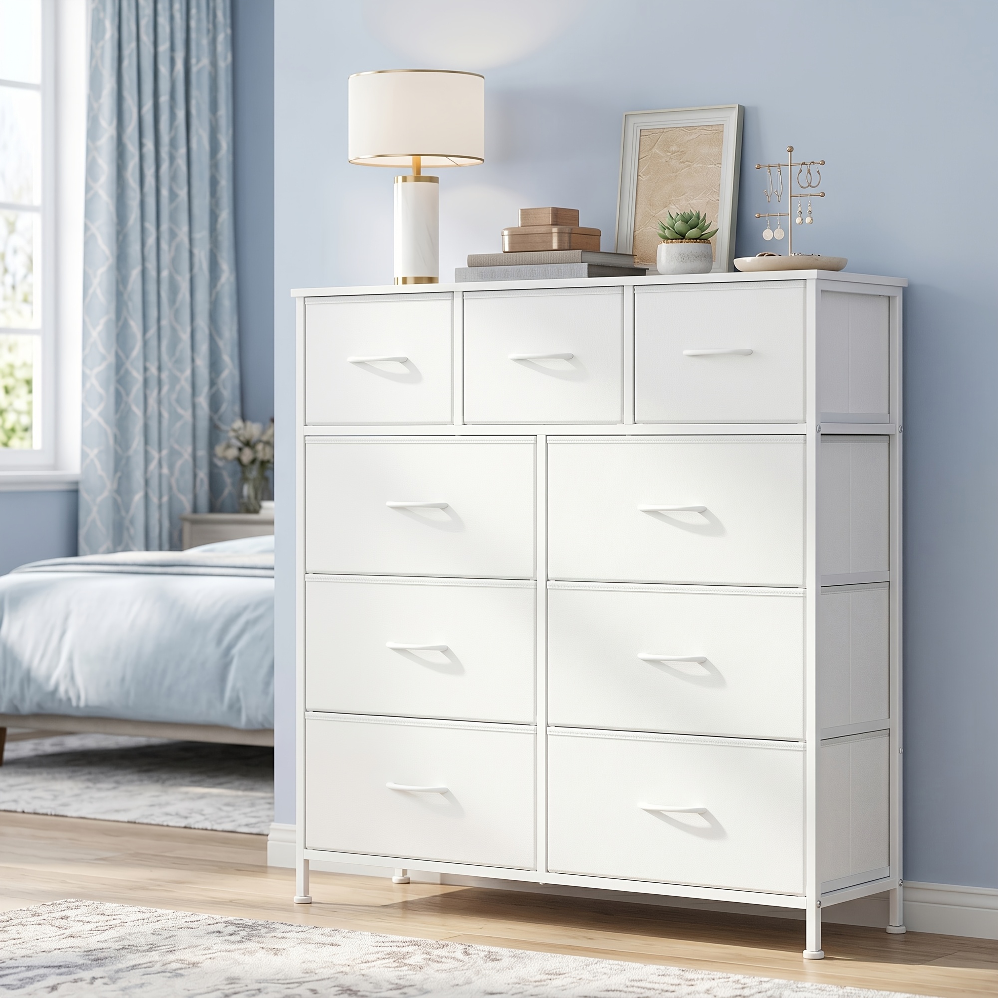 Image of Collection - Chest Of Drawers, Cabinet, Storage Cabinet, Steel, For Bedroom, Hallway, Living Room, 9 Drawers, Industrial Style, 30 X 98.8 X 95.2 Cm