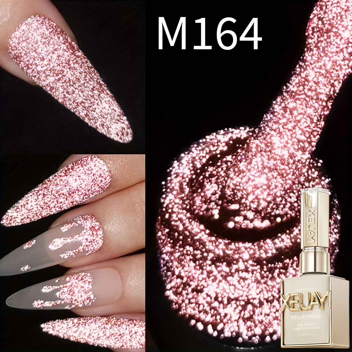 Image of Xeijayi /korean Glitter Nail Gel Polish - /led Semi-permanent Suitable For Diy Nail Art, Soaking System For Salon & - Use, / For Gel Polish For Nail Salon Designs