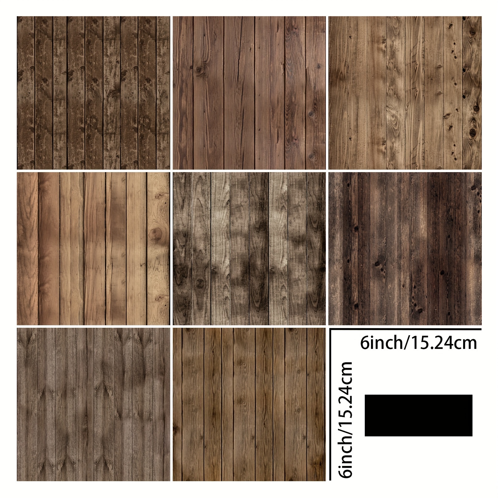 Image of 24 Sheets 6-inch Vintage Wood Grain Background Decorative Diy Stationery Vintage Journal Scrapbooking Pages Greeting Card Planner Background Card Pad