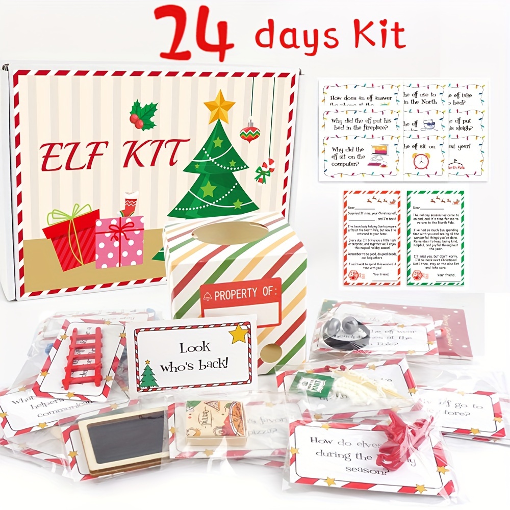 

24-day Elf Arrival Kit: Christmas Countdown Kit With Jokes And Surprises, Elf Set 24 Days Of Christmas - Festive Home Decorations For The Holidays