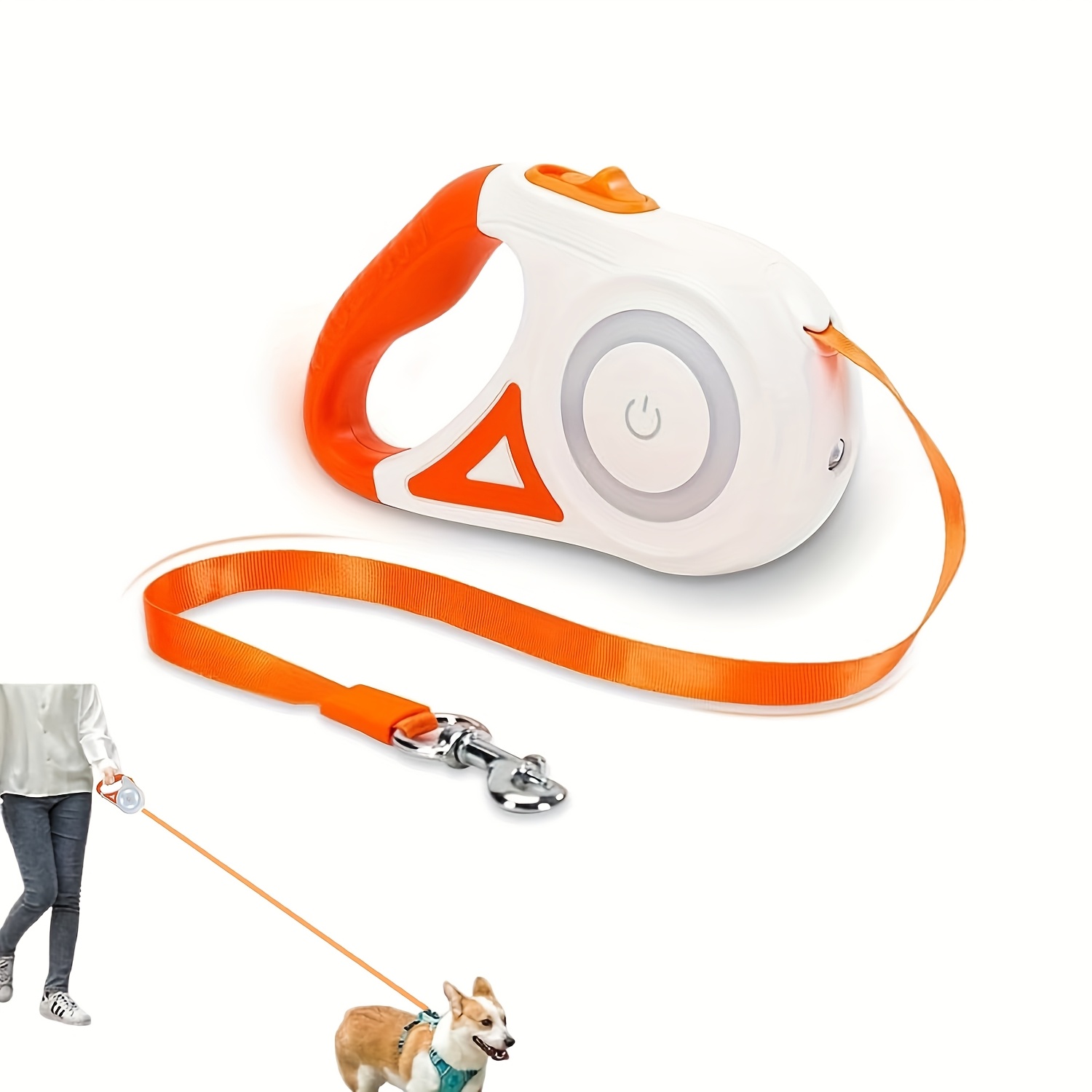 16ft 5m Retractable Dog Leash with LED Flash Light - 6 Color Streamer Conversion, Durable ABS Material, Battery-Powered for Nighttime Walks, Purple&Orange Options, Outdoor Pet Accessory | Sleek Pet Leash | Ergonomic Design, Leash for Dogs - Image 4