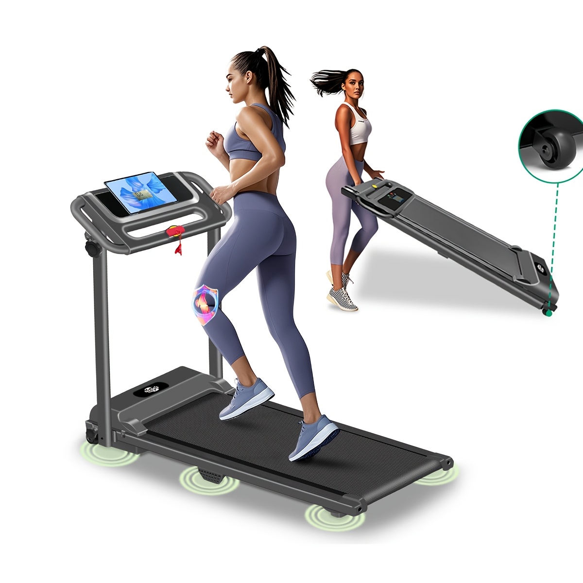 Tapis De Course Pliable Inclinable 12 Niveaux - 3.5 CV, écran LED, 136kg Max - Pour Maison, Bureau, Gain De Place - 7