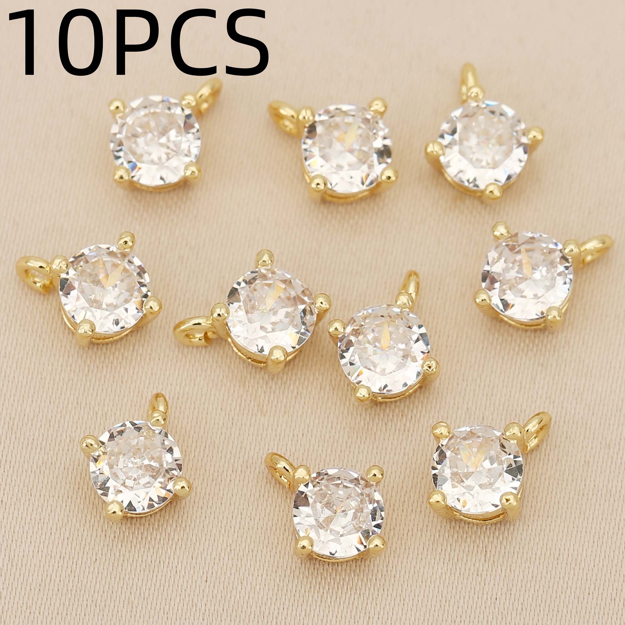 TEMU 10pcs, European And - Copper Inlaid - Exquisite Round Chain Charms, Pendants - Unisex Fashion Charms For Diy, Suitable For Necklaces, Earrings,