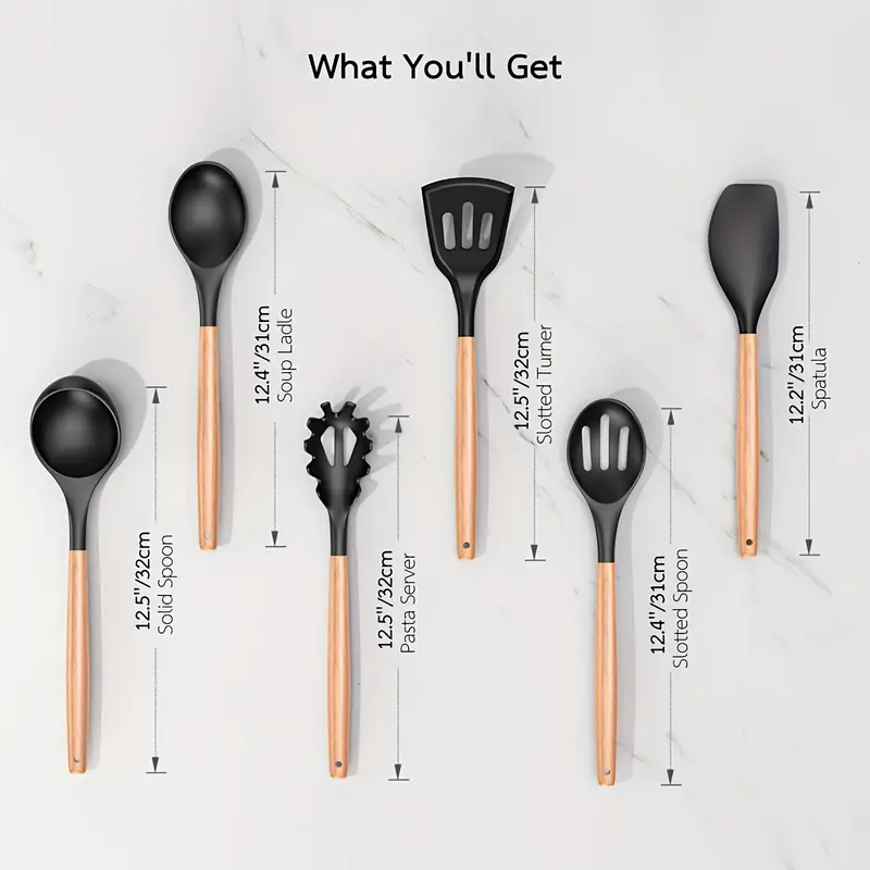 knife block knife set 18 piece kitchen knife set for daily use 10 knives and 6 silicone utensils details 3