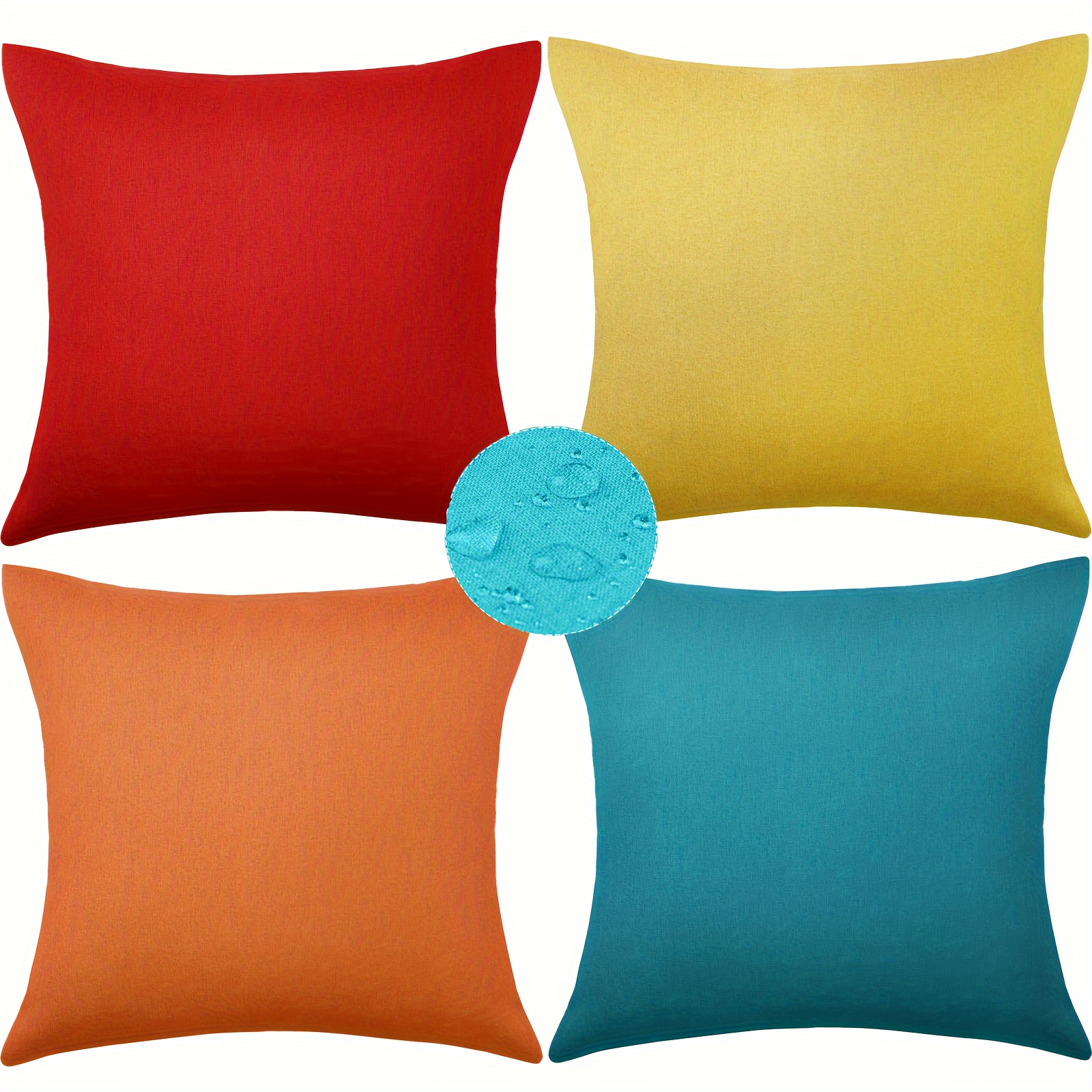 

Set Of 4 Waterproof Outdoor Throw Pillow Covers - Decorative Square Cushion Cases For Patio, Balcony & Garden, Durable Pu Coating, Zip Closure, Dry Clean Only, 18x18 Inches