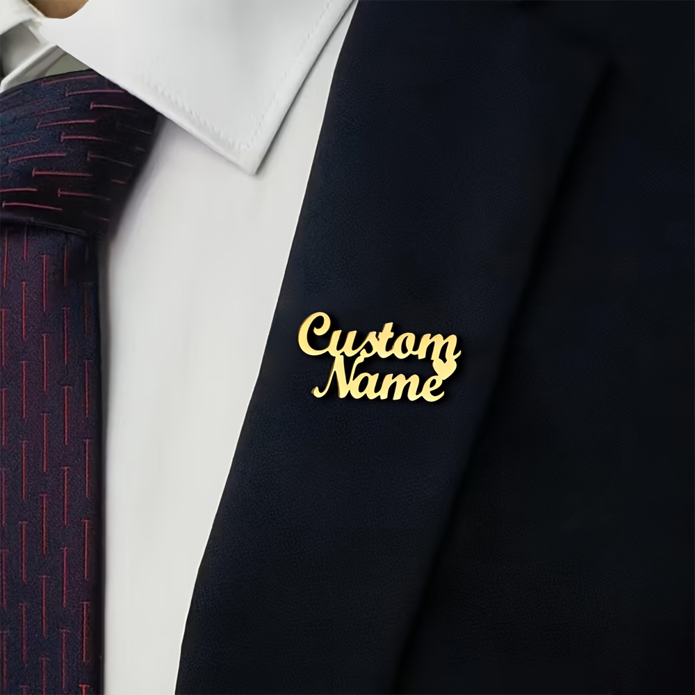 TEMU Personalized Brooch - Custom Couple Name & Date, Elegant Suitable For Weddings,, Valentine's Gift, Birthdays - Nameplate For Collar For , Custom