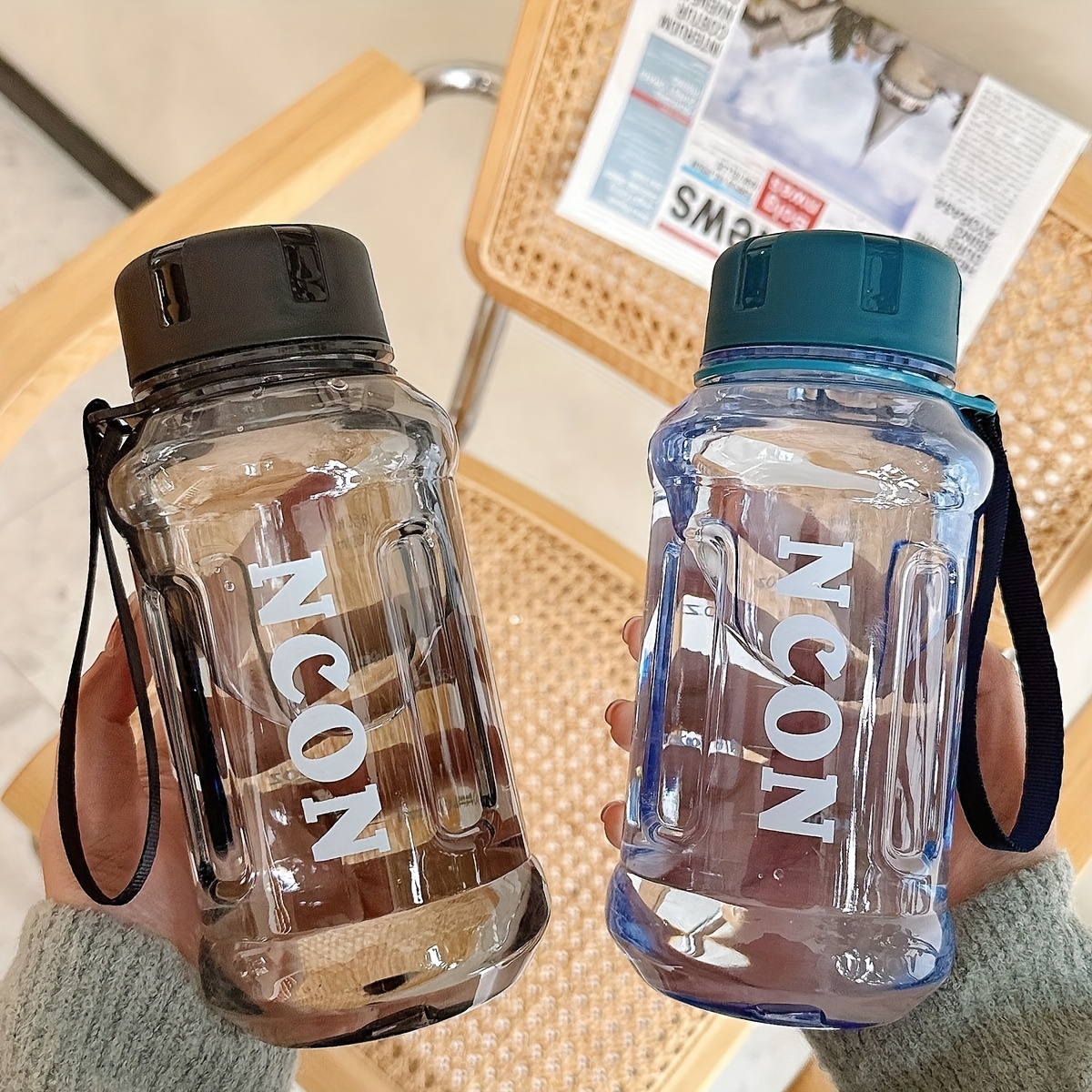 

1pc 1100ml/37.2oz Transparent Large Capacity Water Cup, Portable Leakproof Water Bottle With Tea Filter, Suitable For Sports, Fitness, Travel