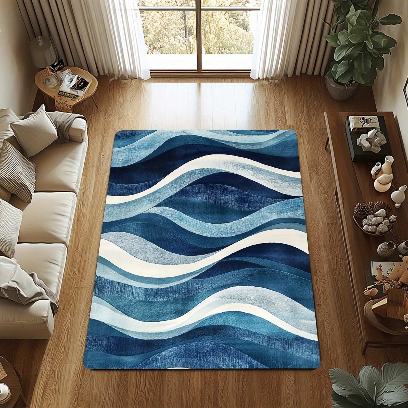 TEMU () 1pc Wave Pattern Soft, Non-slip And Floor Mat Living Room, Kitchen Supplies Square Gram Weight 480g Thickness 1cm