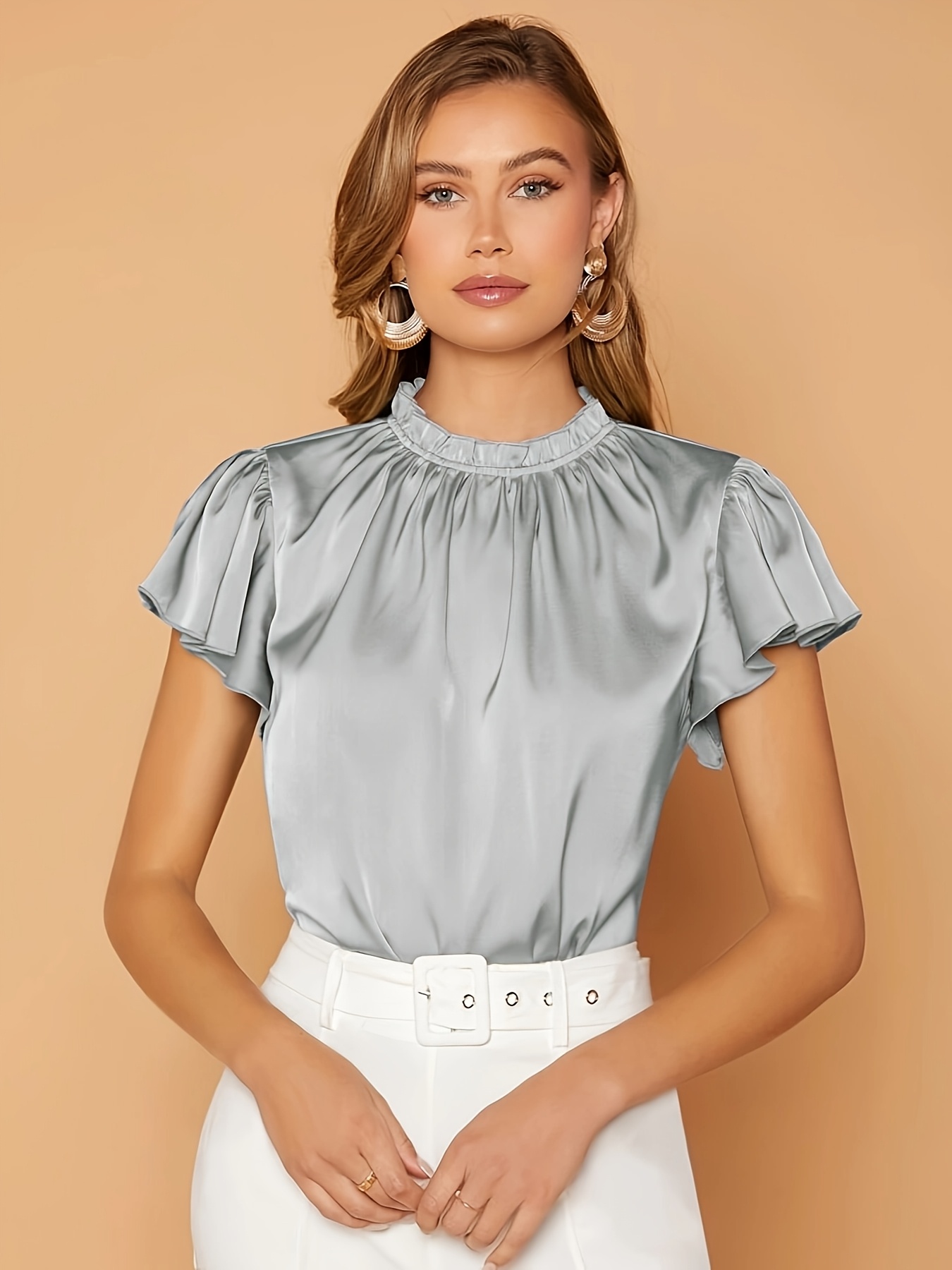 blusa elegante e volant donna camicia Temu Italy