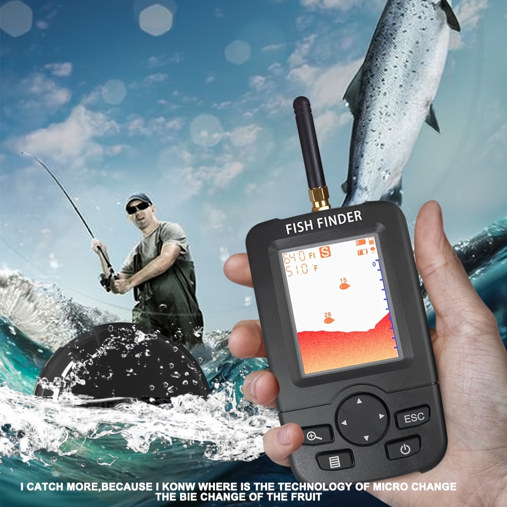 Wireless Fish Finder Transducer Sonar Sensor Water Depth Finder Color  Screen Echo Sounder Fishfinder for Ice Fishing Sea Fishing Lake Fishing