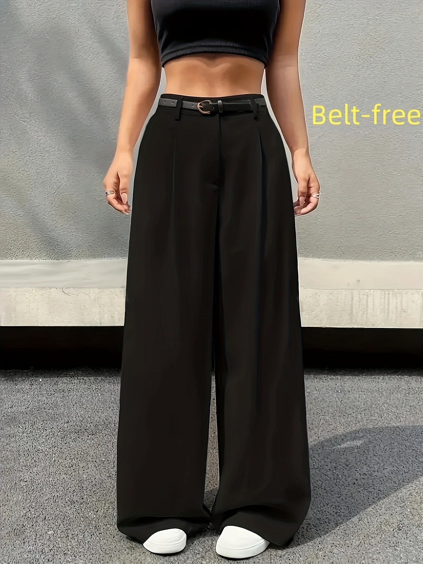 High Waist Straight Leg Pants Womens Wide Leg Trousers Solid