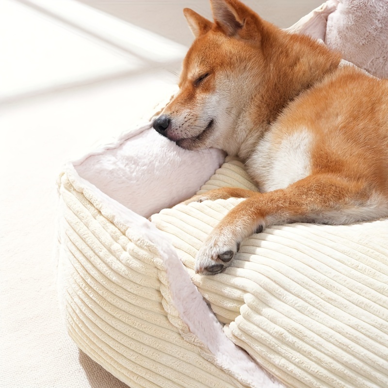 1pc detachable and washable corduroy back dog nest warm cat nest mat sleeping warm furry nest winter   Product details 7