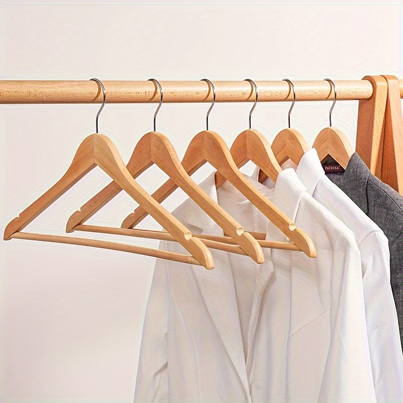 

10pcs Solid Wood Hangers For Clothes - Natural , & Stylish For Home Or Retail Use, Shirts, Jackets, And Wardrobe Organization, Clothes Hangers