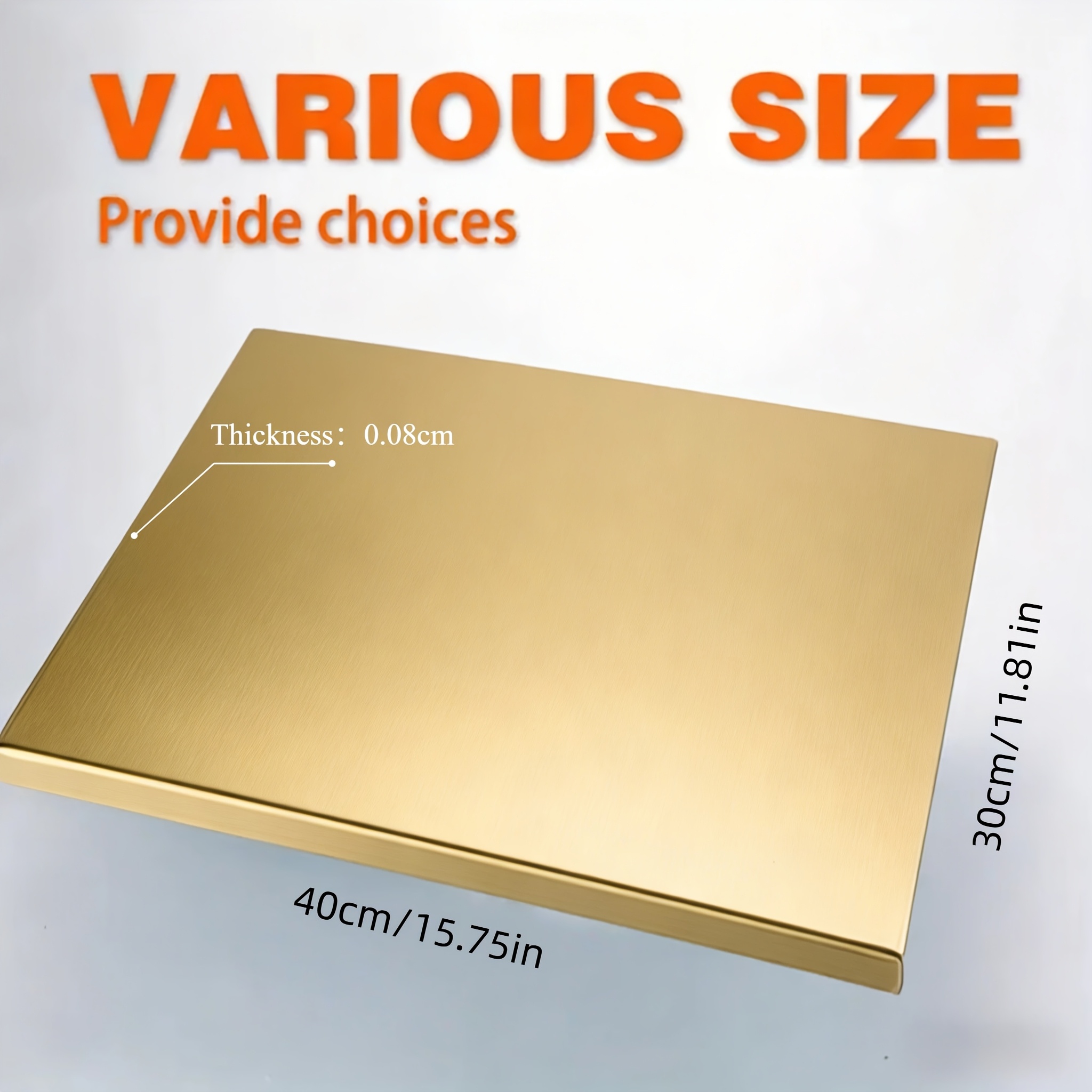 TEMU Thickened Stainless Steel Cutting Board | Foldable, Easy To Clean, Modern Minimalist Golden Rectangular Design | Suitable For Kitchen Cooking,