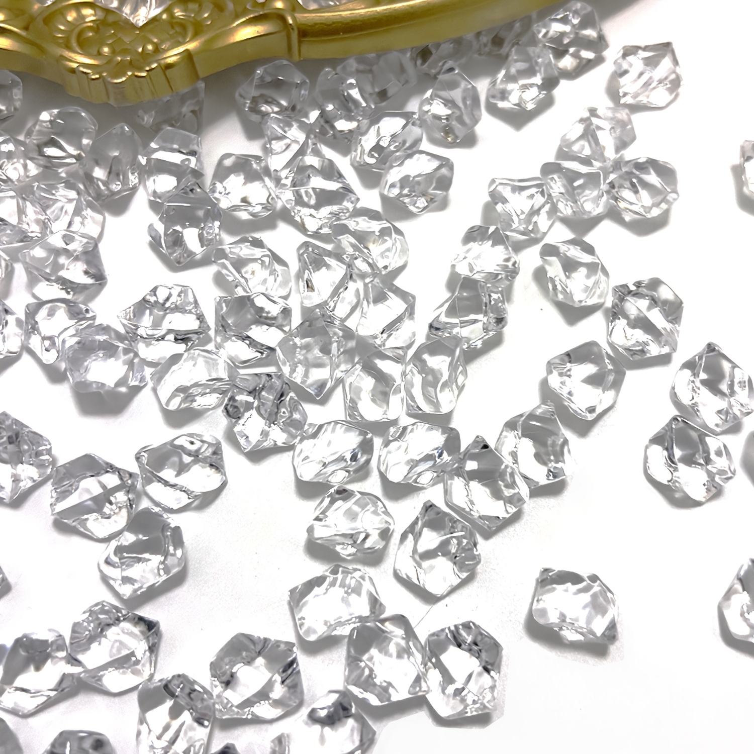 TEMU 160pcs Clear Acrylic Ice Cubes And Crushed Rocks, Fake Diamonds Vase Fillers For Home Decor, Table , Event, Wedding, Photo Prop