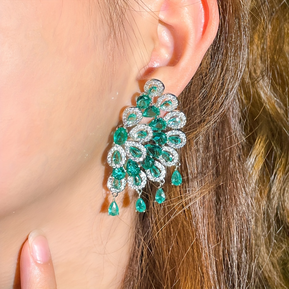 Large Symmetrical Water Drop Zirconia Wedding Party Earrings