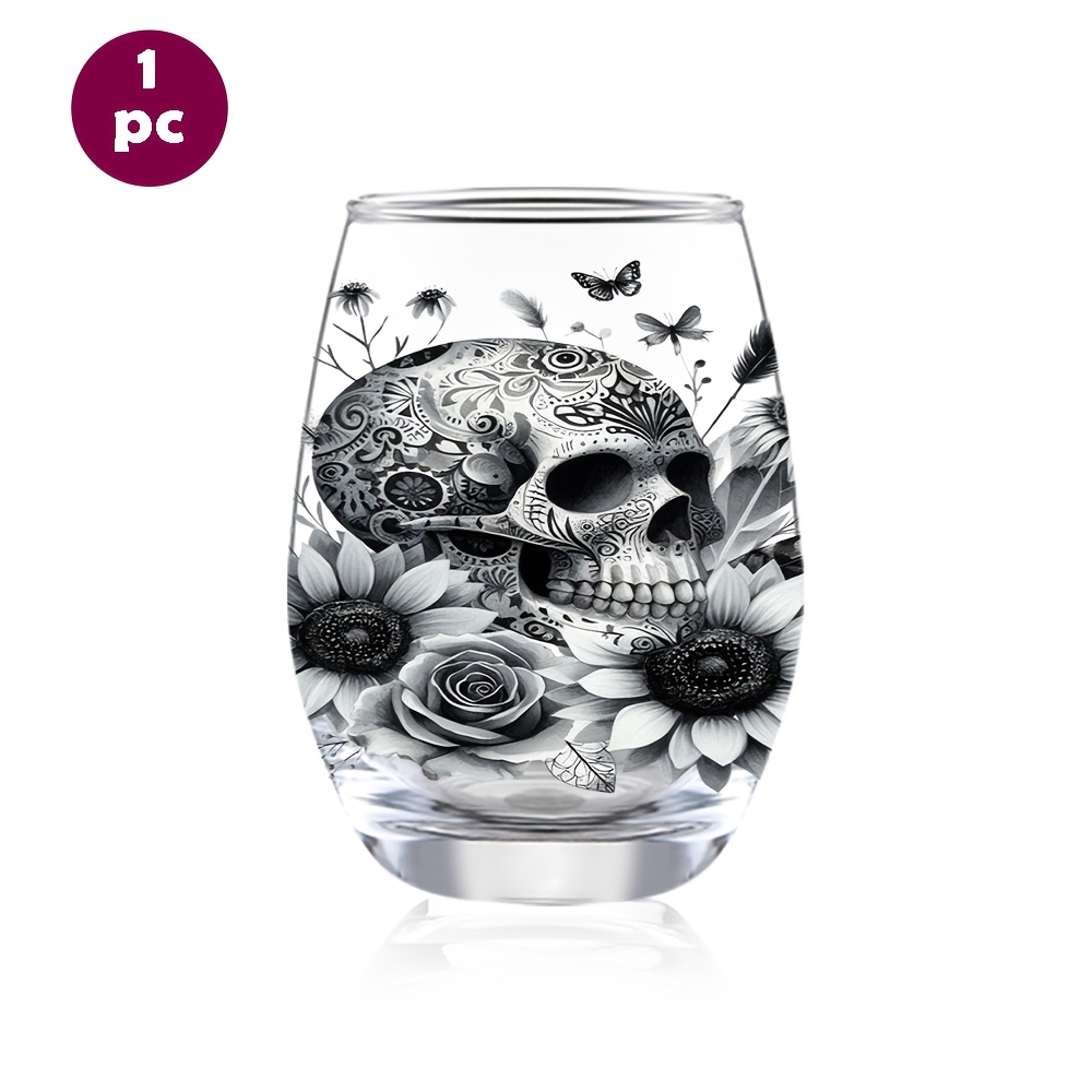 TEMU 1pc/12oz/350ml/stemless Wine Glasses, Champagne And Whisky Glass, Party Cups For Indoor Outdoor Home Office Bar Weddings And Toasts, Design,
