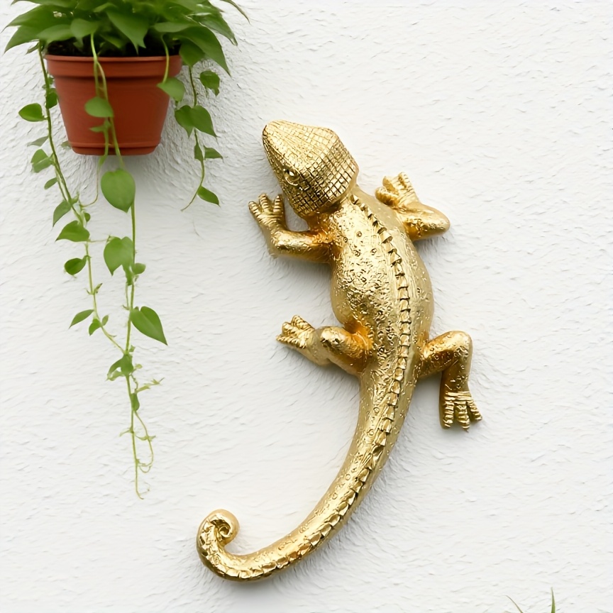 Image of 1pc Golden Ornament - Resin Animal Sculpture, Outdoor Garden Home Wall Decor And Yard Embellishment, Halloween, Christmas Thanksgiving, Festive Home Accent