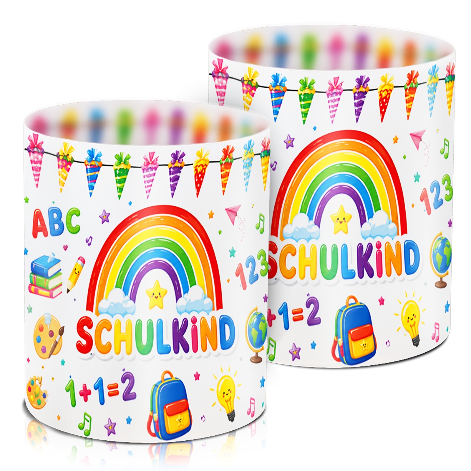 Image of 6pcs Rainbow Back To Light Cover Fun Abc Printed Lampshade Sleeve Kindergarten Graduation Ceremony/ Entrance Party/back To Classroom Decoration/back To Party Atmosphere Decorati