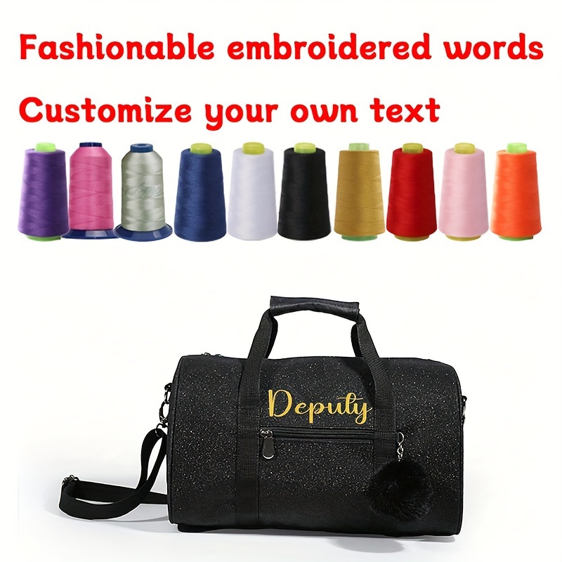 

Customizable Glitter Large Capacity Travel Bag - Stylish Pvc Weekender With Adjustable Shoulder Strap, Zipper Closure & Pom Pom And Women, Travel Bag