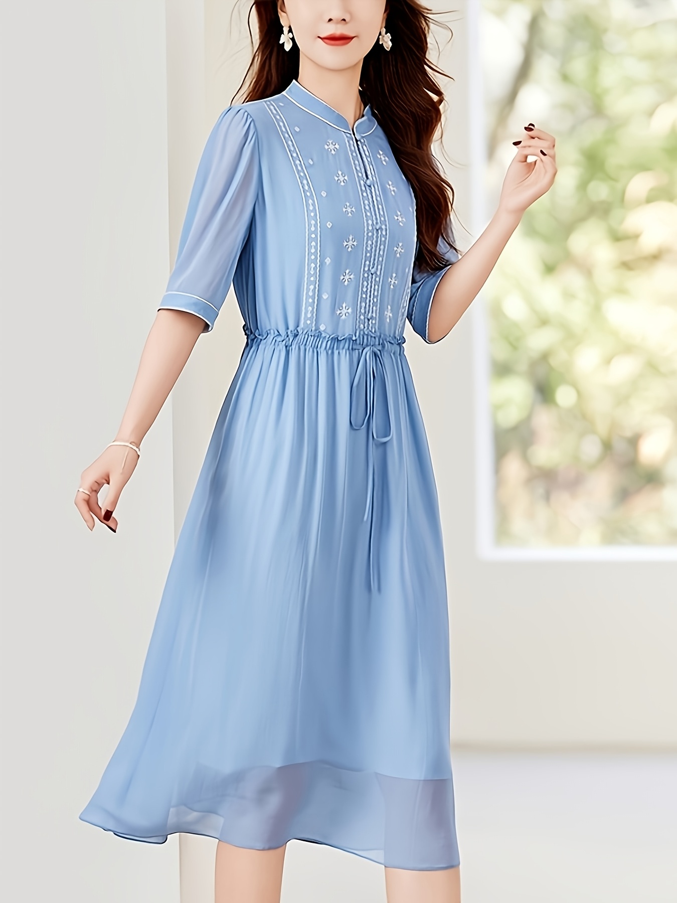 sachin and babi light blue dress Cotton Empire Waist Dress Maxi main image 1
