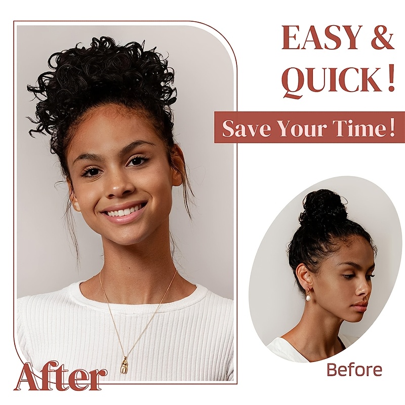 afro puff drawstring ponytail extensions short   scrunchie messy bun pony tail hair piece extra thick wavy pony tails synthetic soft pineapple updo hairpiece 8inch 20  blonde brown gray ombre for christmas   use details 6