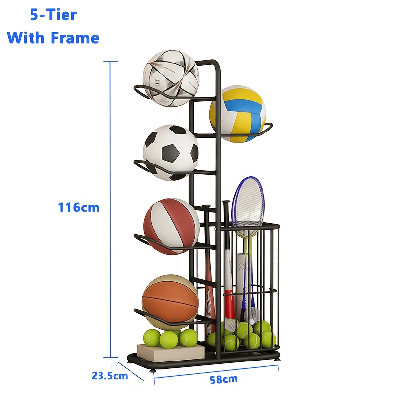 TEMU Black Friday Gift Pick Christmas Sports Essential 7 5 Or 3 Tier Basketball Storage Rack High Capacity Ball Organizer Tool Assembly Reinforced