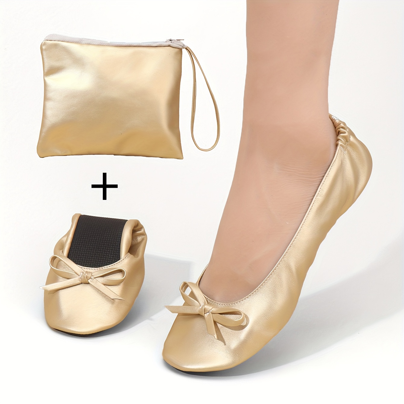 Bailarina Bambas Doradas Zapatillas Ballet Doradas Pu Mujer Temu