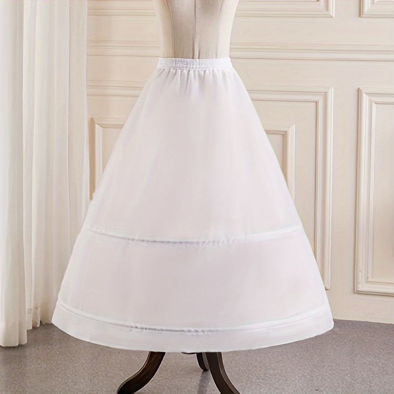 

Elegant White Korean Bridal Skirt With Adjustable Elastic Waist And 2 Tiers Of Fishbone Design