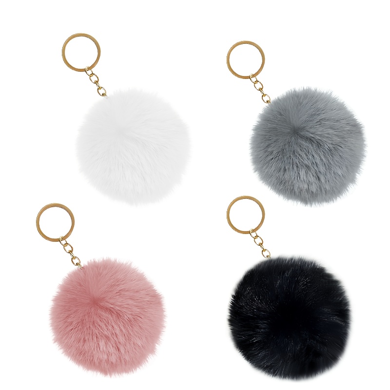 4 Cute Pom Pom Keychain Set- Suitable For Keys, Handbags And Backpacks. Accessories, Backpack Decoration| Interesting Decorations