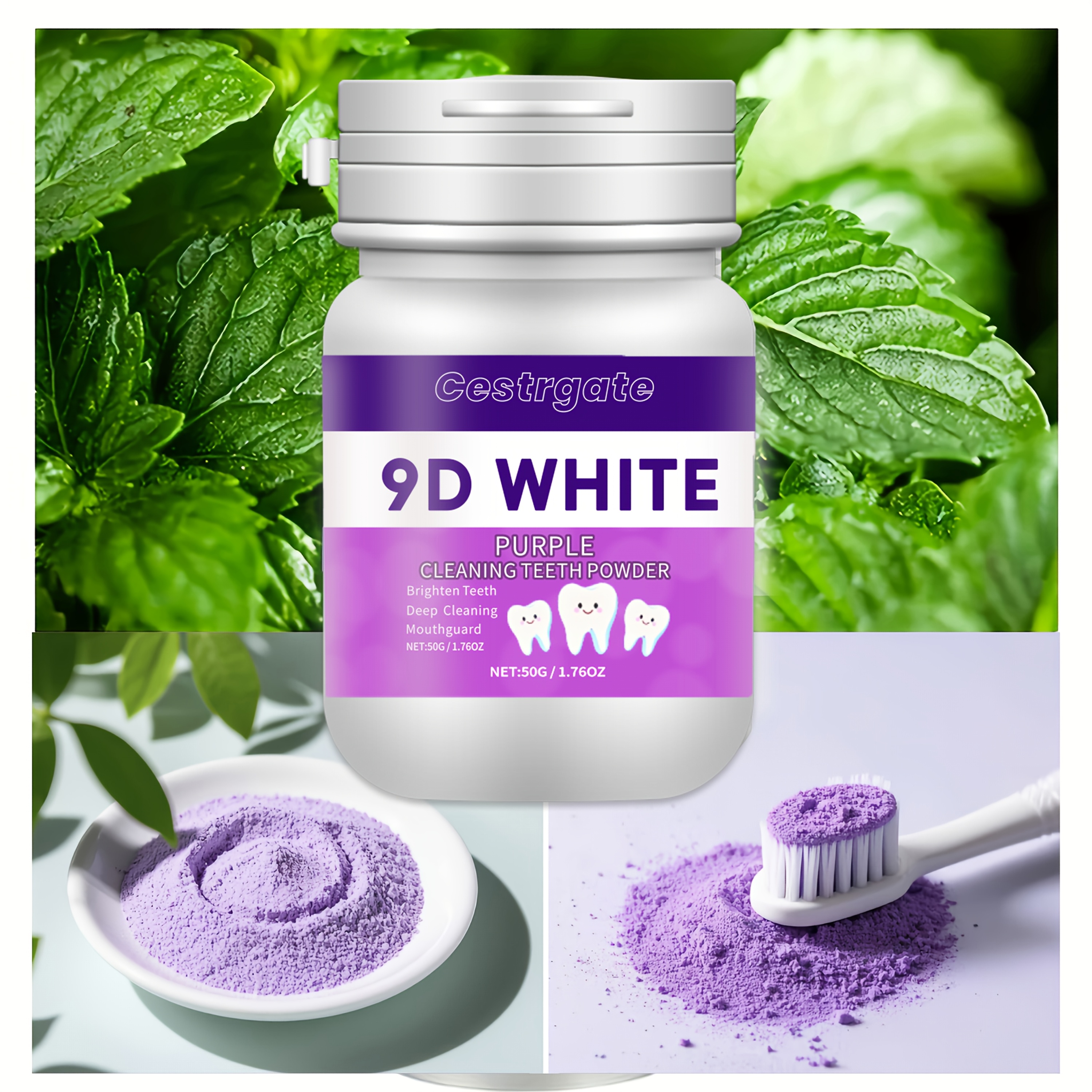 9D Purple Teeth Whitening Powder for Deep Cleaning