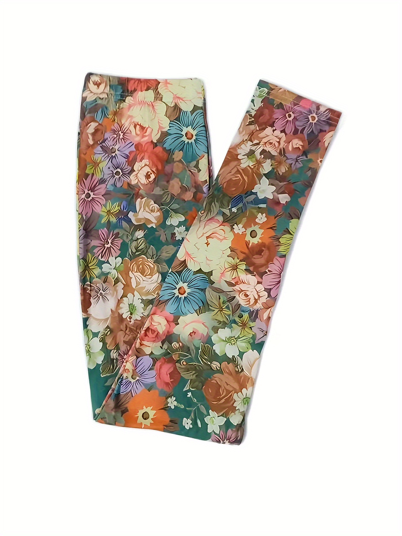 Floral Print Skinny Leggings Casual Every Day Stretchy - Temu