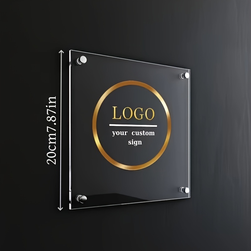 TEMU 1pc-square Custom Business Nameplate - Acrylic Wall Sign, Customizable Commercial Store Logo, Hotel, Restaurant, Company Reception, Office, ,