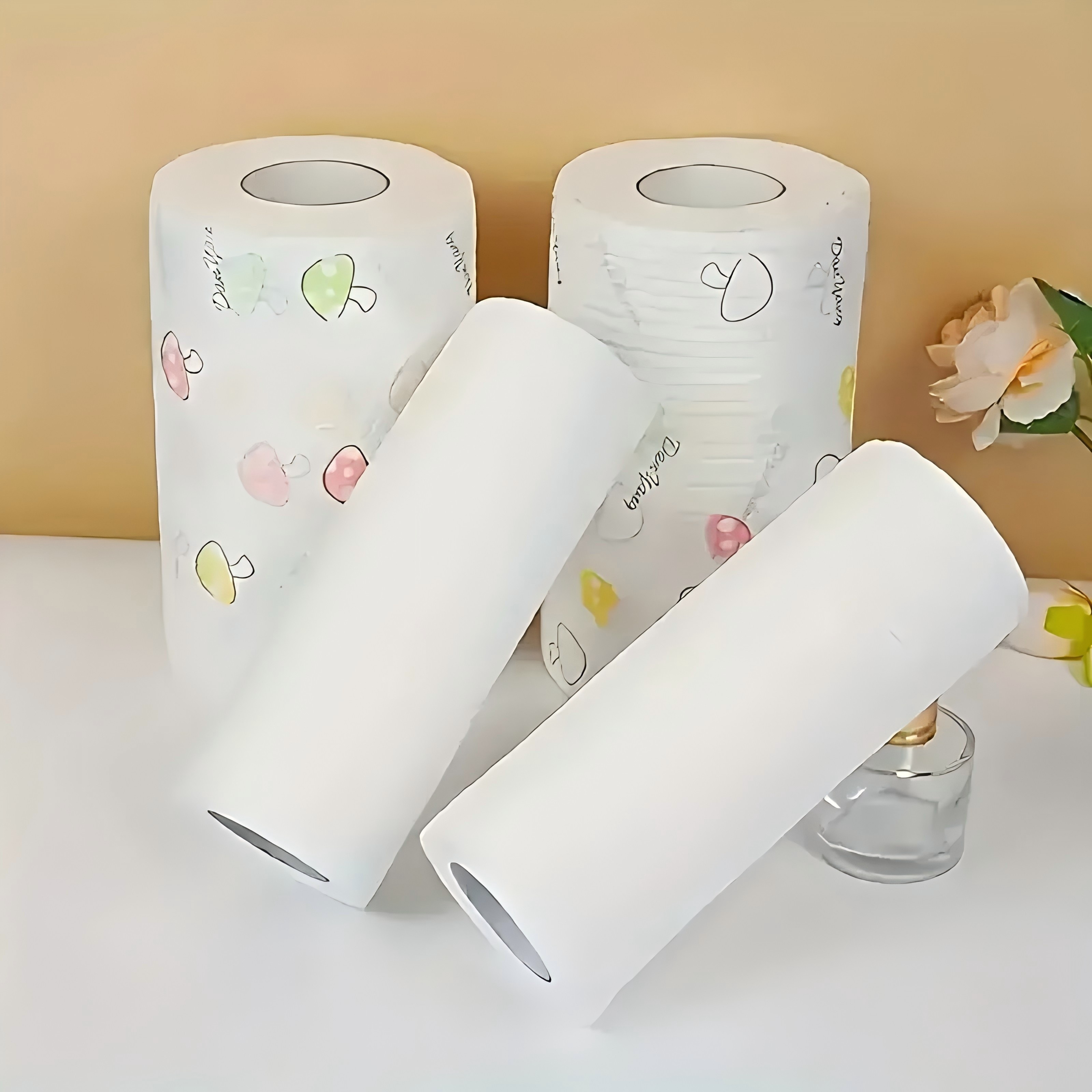 

1 Roll Disposable Kitchen Paper Towel, 500 Uses Oil Absorbing Degreasing Cloth, Washable Wet And Dry Towel For Cleaning, Drying - Natural Virgin Wood , Cleaning Tool