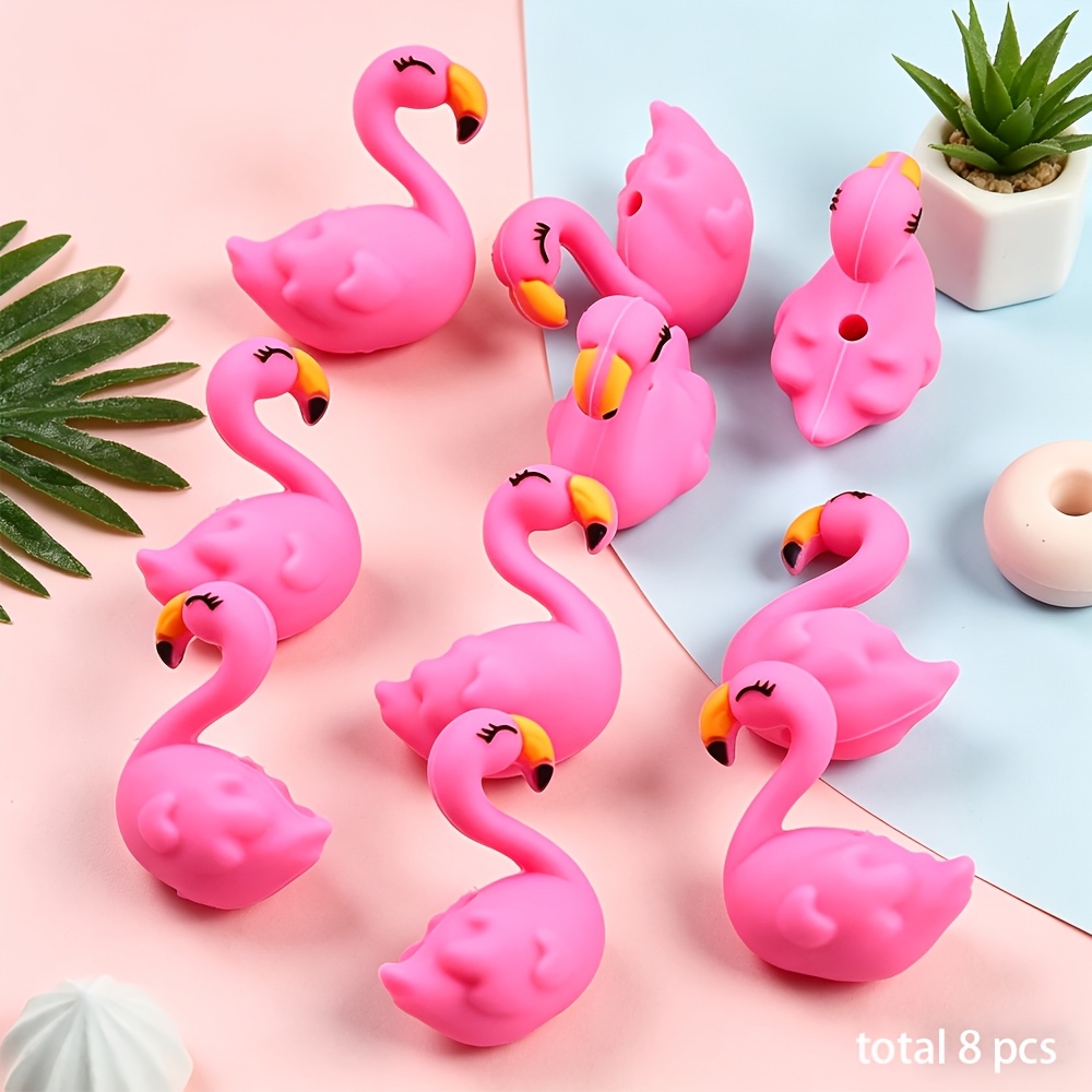 TEMU 8pcs Perles Focales en Silicone , Perles en Silicone Rose, Perles en Caoutchouc Libres, Perles pour Stylo & Bracelet & Pendentif, Fabrication de