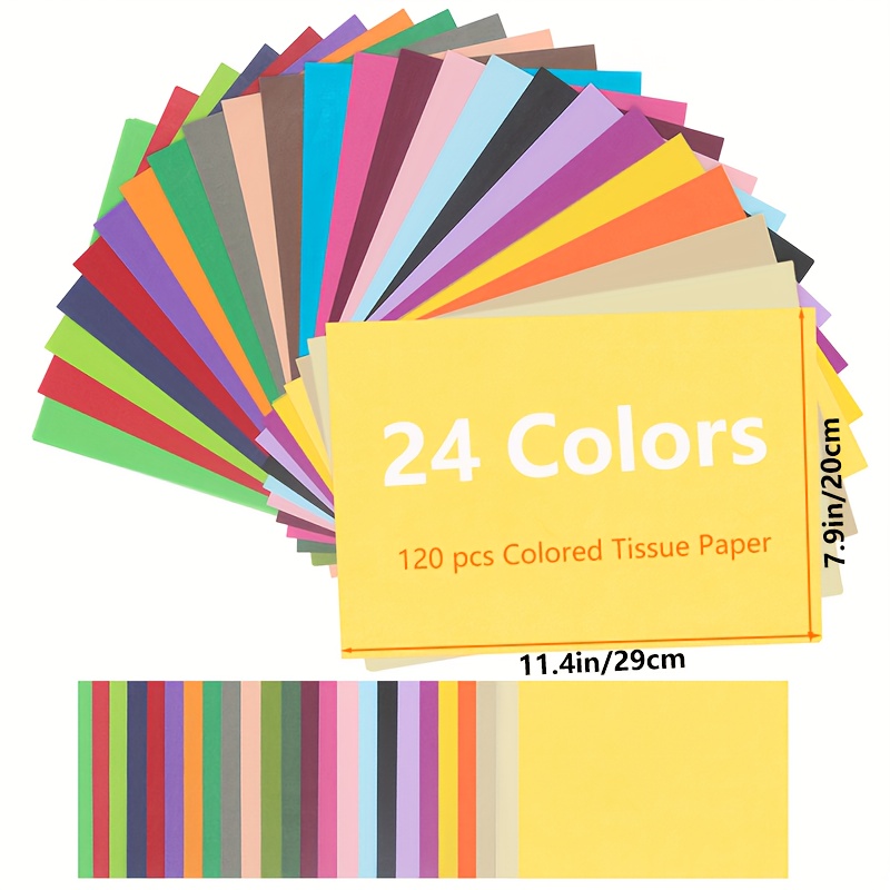 

120 Feuilles de de Soie Coloré JEFURE - 24 Couleurs Vibrantes Assorties (7.9in x 11.4in), Parfait pour de Cadeaux, l'Artisanat, les Fêtes à Thème , les Anniversaires, Noël et les Célébrations du An