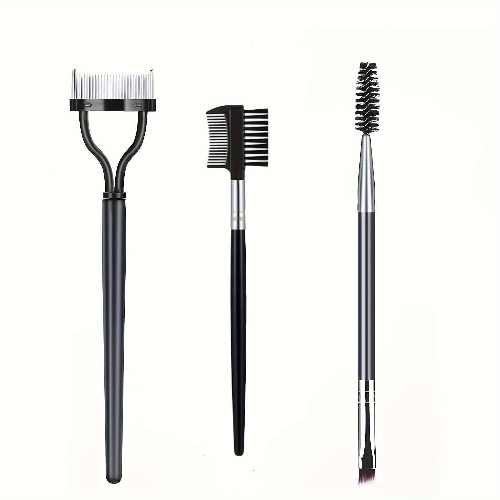 TEMU 2023 Newest Steel Brow Brush Comb, Eyelash Comb Curlers, Double Ended Eyebrow Brush And Makeup Grooming Cosmetic Brushes Tool Eyelash Separator