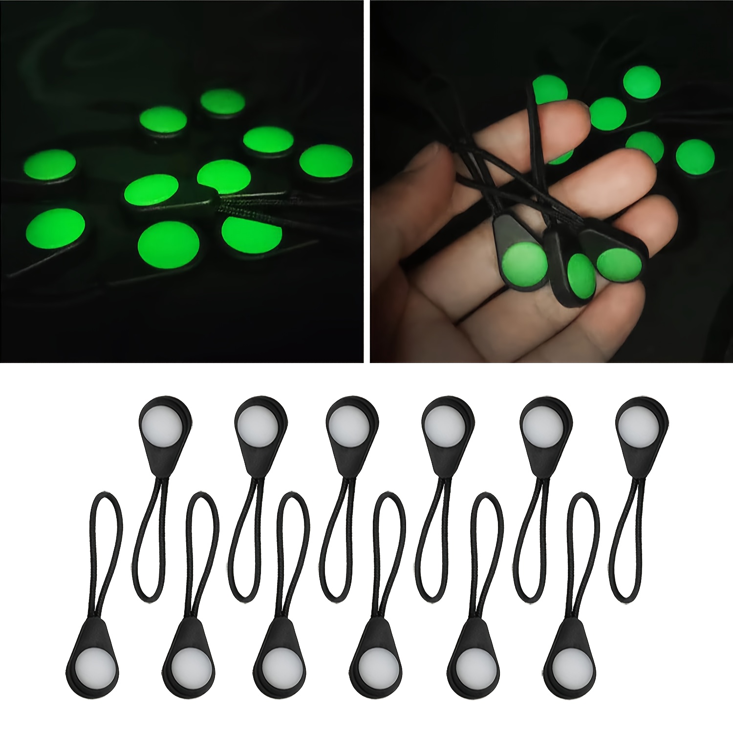 Image of 12pcs Luminous Zipper Ropes Handle, Repair Kit Bags Clothes Zipper Rope, Used To Replace Rope On Clothes, As Well As Rope On Camping Tents Or Handle On Boxes And Backpacks, To Find At Night