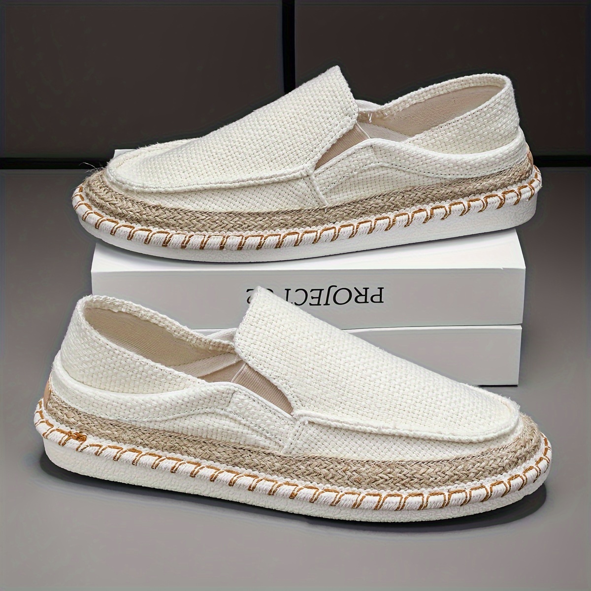 mens solid color traditional slip on breathable walking shoes comfy non slip casual shoes for mens outdoor activities details 0