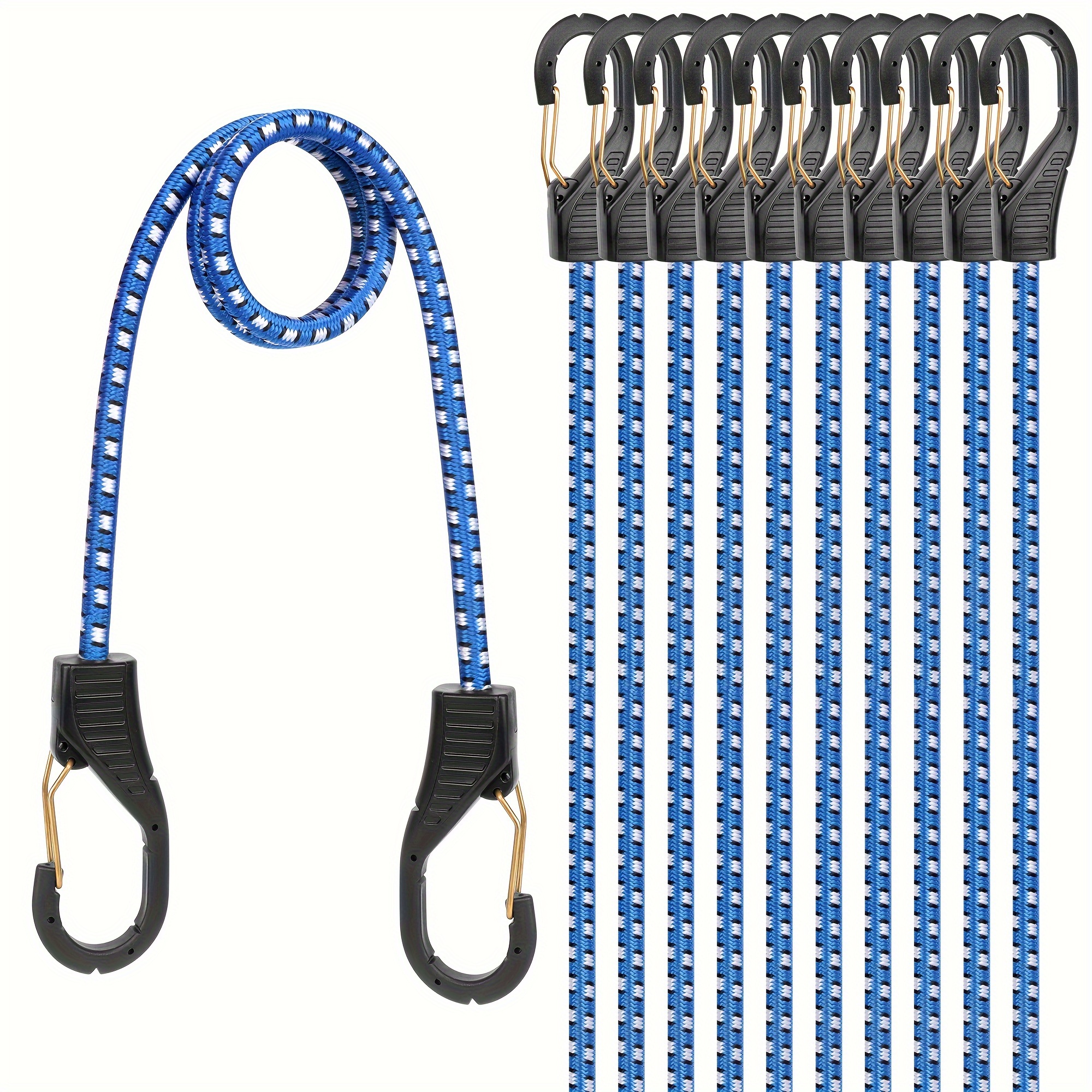 

Amartisan 10--inch Bungee Cords With Hook - Heavy Duty Abs Lock Clips, Strong Reliable Rubberized Gear Ties, Non-rust Spring Lock, Weather Resistant Cord Set For - Blue