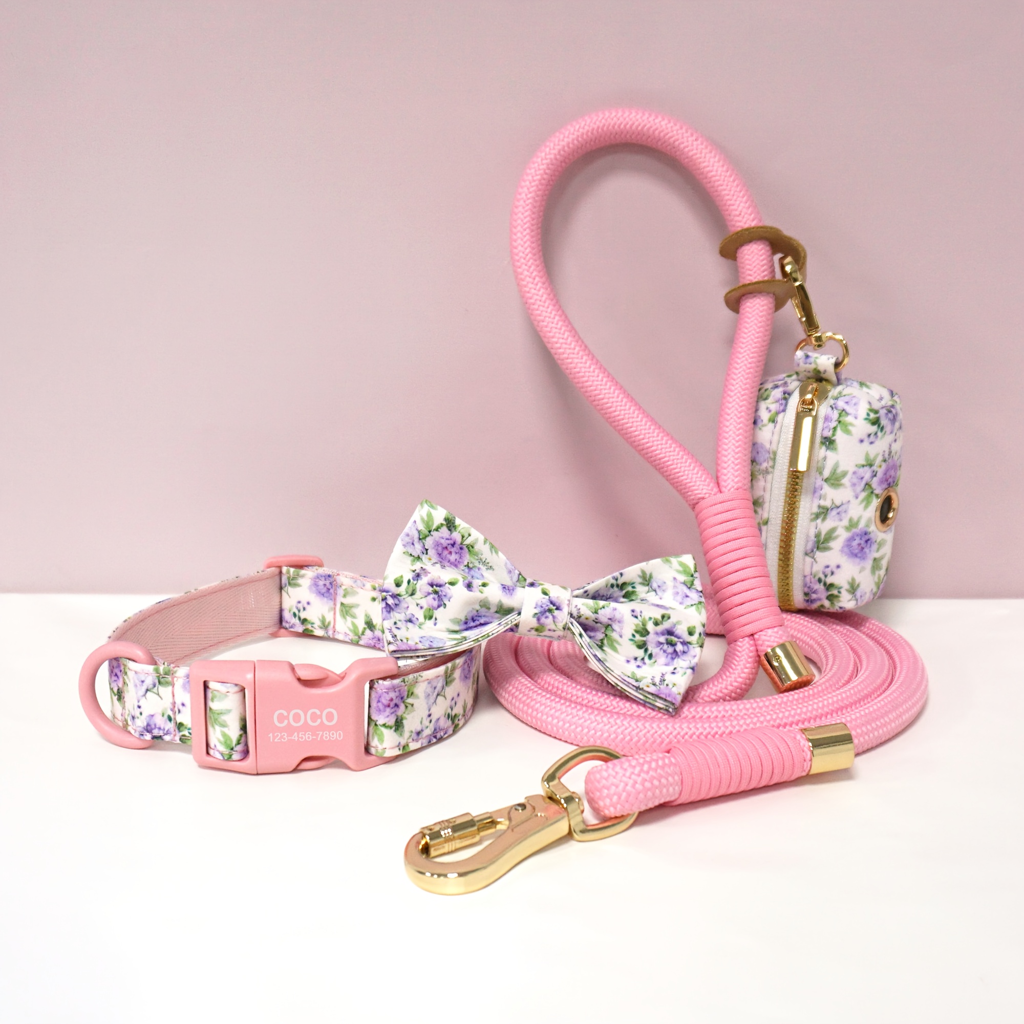 4pcs Cute Colorful Adjustable Pet Dog Collars with Bow Tie