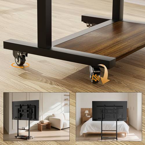 Heavy-Duty Rolling TV Stand with Locking Wheels - Adjustable Height ( -42.5 ) & 2-Tier Shelves, Sturdy Metal Frame & Hardwood-like Construction, VESA 800x600mm, for 40-100 TVs, Living Room, Home Theater, Office - Easy Assembly, for Living Room, Versatile Furniture, Modern Aesthetic, Durable Construction, Bedroom Furniture, Contemporary Design, Materials, Multitier Shelf, Office Professionals