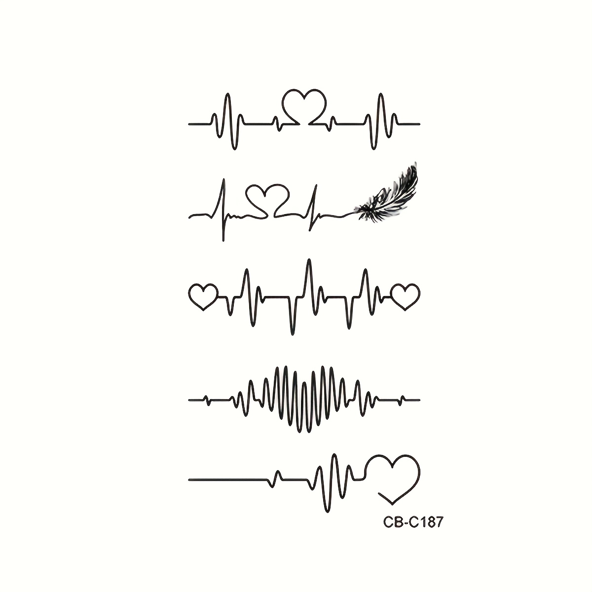 Image of Herbal Juice Semi-permanent Sticker Feather Heartbeat Pattern Holiday Gift 7-14 Days Non-fading Non-reflective Wrist Shoulder Neck Clavicle Arm Body Temporary Waterproof Tattoo Sticker 1pc