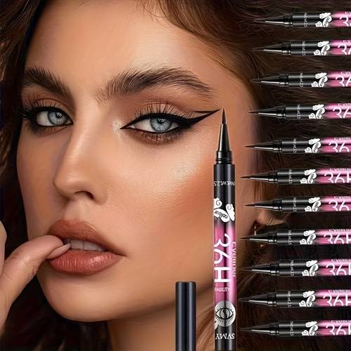 set of 12 liquid eyeliners ultra fine tip long lasting waterproof makeup beauty enthusiasts beginners