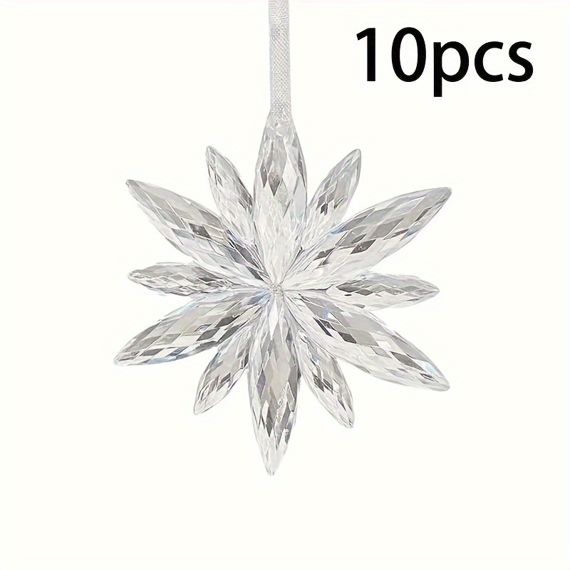 TEMU 10pcs Transparent Small Snowflake Pendant For Snowflake Christmas Tree Simulation