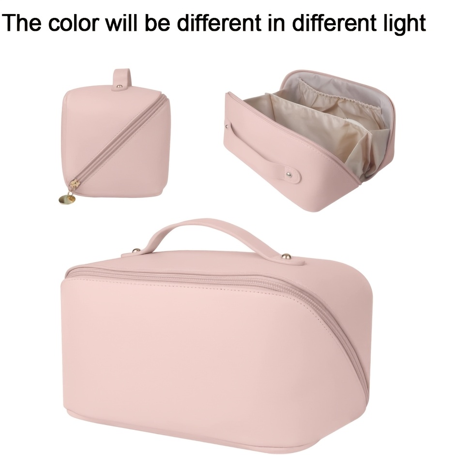 TEMU Expandable Large-capacity Travel Makeup Bag With Zippered Compartments - Lightweight Portable Toiletry Organizer Suitable For & Men, Cosmetic