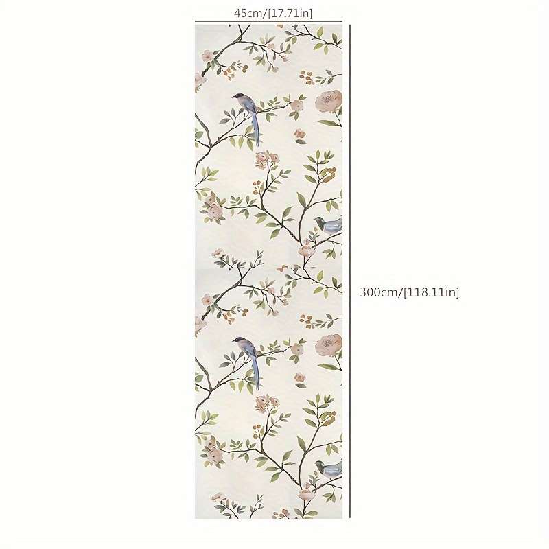 Image of 1 Roll Self-adhesive Wallpaper, Bird And Flower Pattern, Clean And Paste, Waterproof Removable Wallpaper For Living Room, Kitchen, Bedroom, Bathroom, Furniture Repair Wallpaper