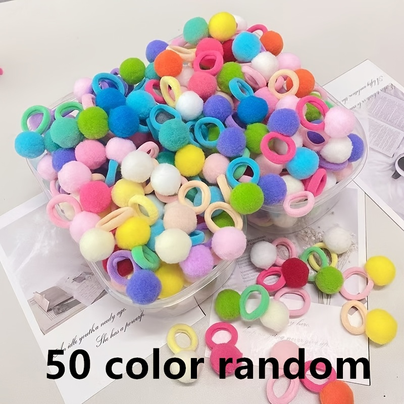 50/80/100pcs Random Colored Balls Hair Ropes Rubber Bands New Kindergarten